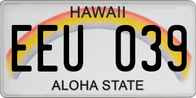HI license plate EEU039