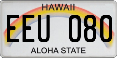 HI license plate EEU080