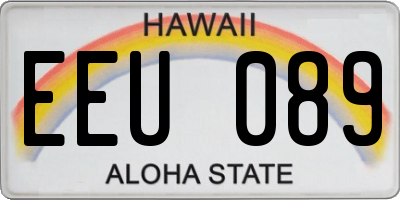 HI license plate EEU089