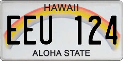 HI license plate EEU124