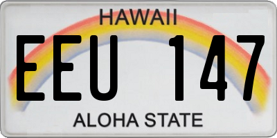 HI license plate EEU147