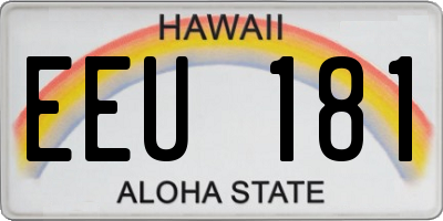 HI license plate EEU181