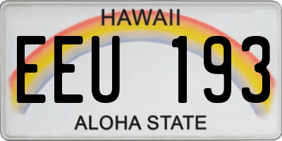 HI license plate EEU193