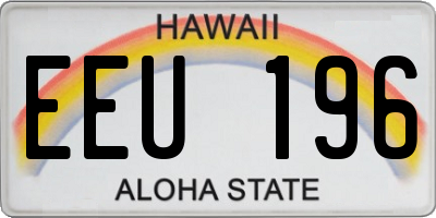 HI license plate EEU196