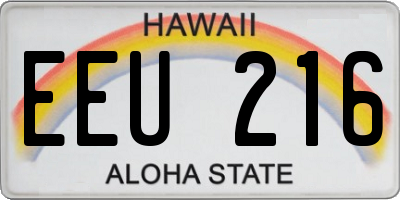 HI license plate EEU216