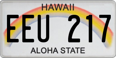 HI license plate EEU217