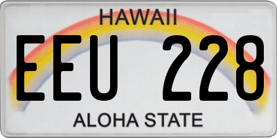 HI license plate EEU228