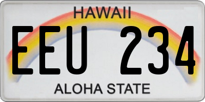 HI license plate EEU234