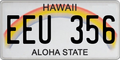 HI license plate EEU356