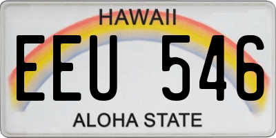 HI license plate EEU546