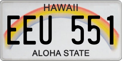 HI license plate EEU551