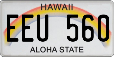 HI license plate EEU560