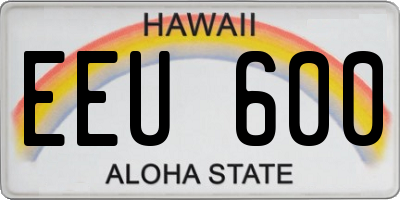 HI license plate EEU600