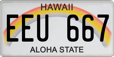 HI license plate EEU667