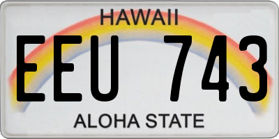 HI license plate EEU743