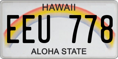 HI license plate EEU778