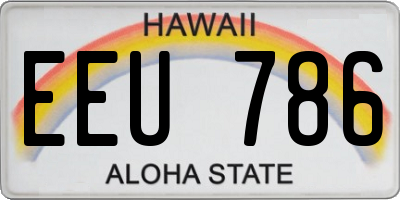 HI license plate EEU786