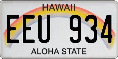 HI license plate EEU934