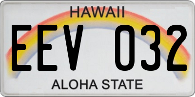 HI license plate EEV032