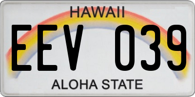 HI license plate EEV039