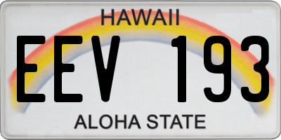 HI license plate EEV193