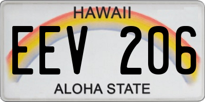 HI license plate EEV206