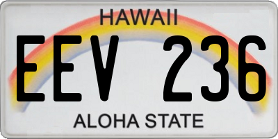HI license plate EEV236