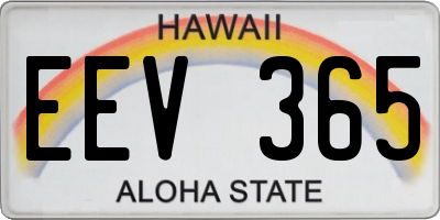 HI license plate EEV365