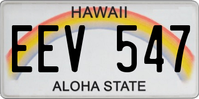 HI license plate EEV547