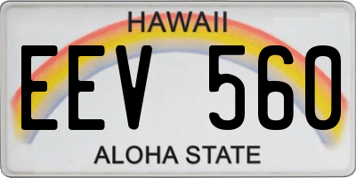 HI license plate EEV560