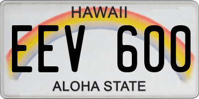 HI license plate EEV600