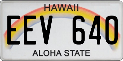 HI license plate EEV640
