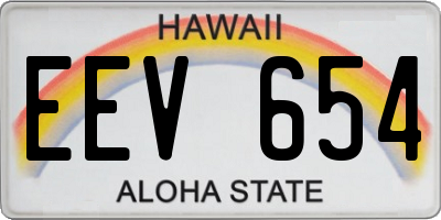 HI license plate EEV654