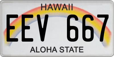 HI license plate EEV667