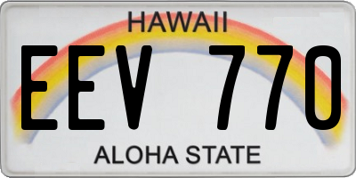 HI license plate EEV770