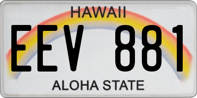HI license plate EEV881
