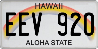 HI license plate EEV920