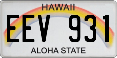 HI license plate EEV931