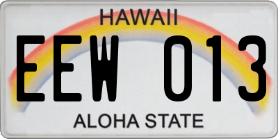 HI license plate EEW013