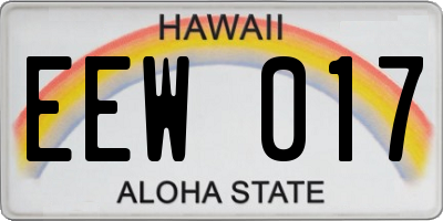 HI license plate EEW017