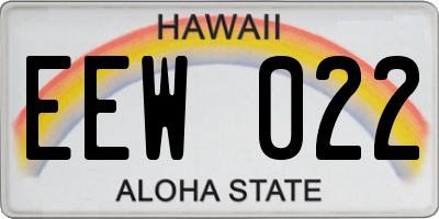 HI license plate EEW022