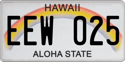 HI license plate EEW025