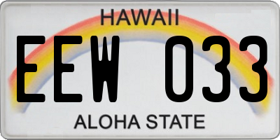HI license plate EEW033