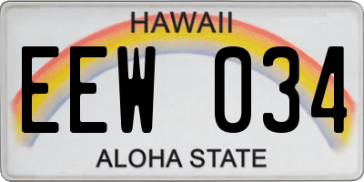 HI license plate EEW034