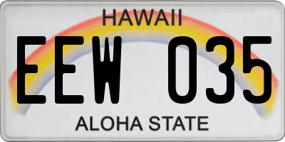 HI license plate EEW035
