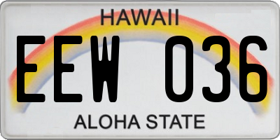HI license plate EEW036