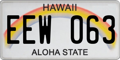 HI license plate EEW063