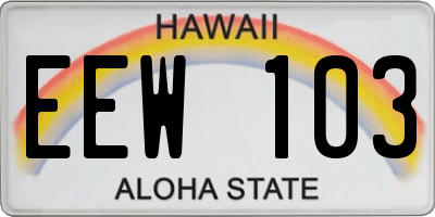 HI license plate EEW103