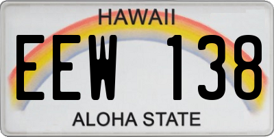 HI license plate EEW138