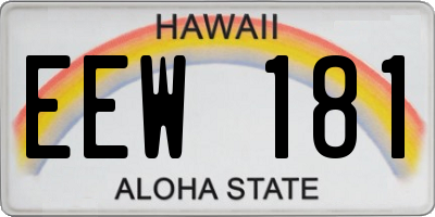HI license plate EEW181